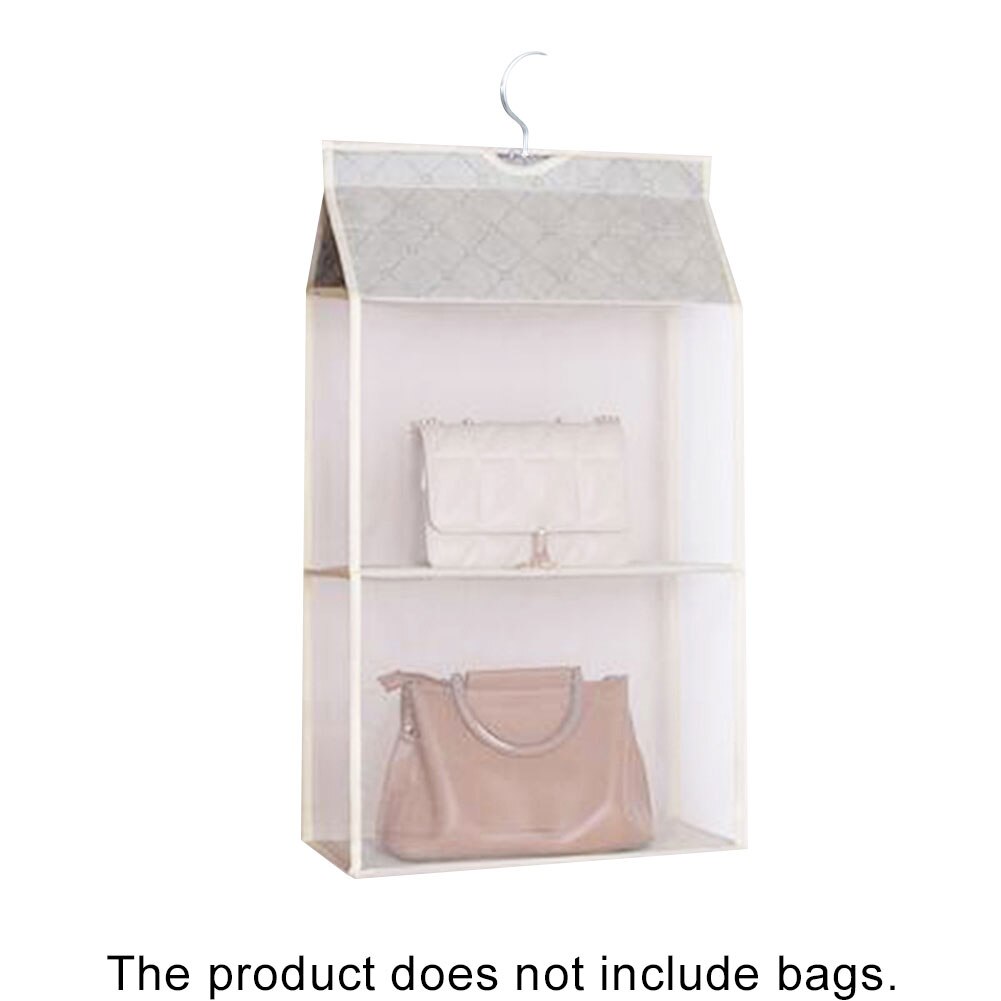 Dust-proof Wardrobe Folding Storage Bags Hanging Holder Organizer 2/3/4-Layer: Beige 2Layer