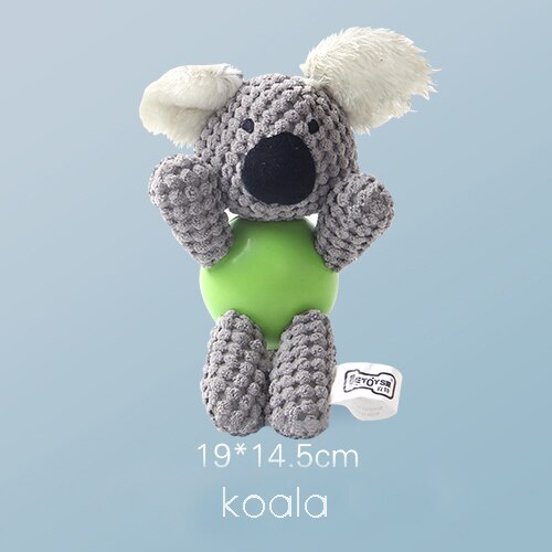 Hoopet hondenspeelgoed voor honden, puppy speelgoed voor grote honden, pluche piep, interactieve hondenbal: Koala