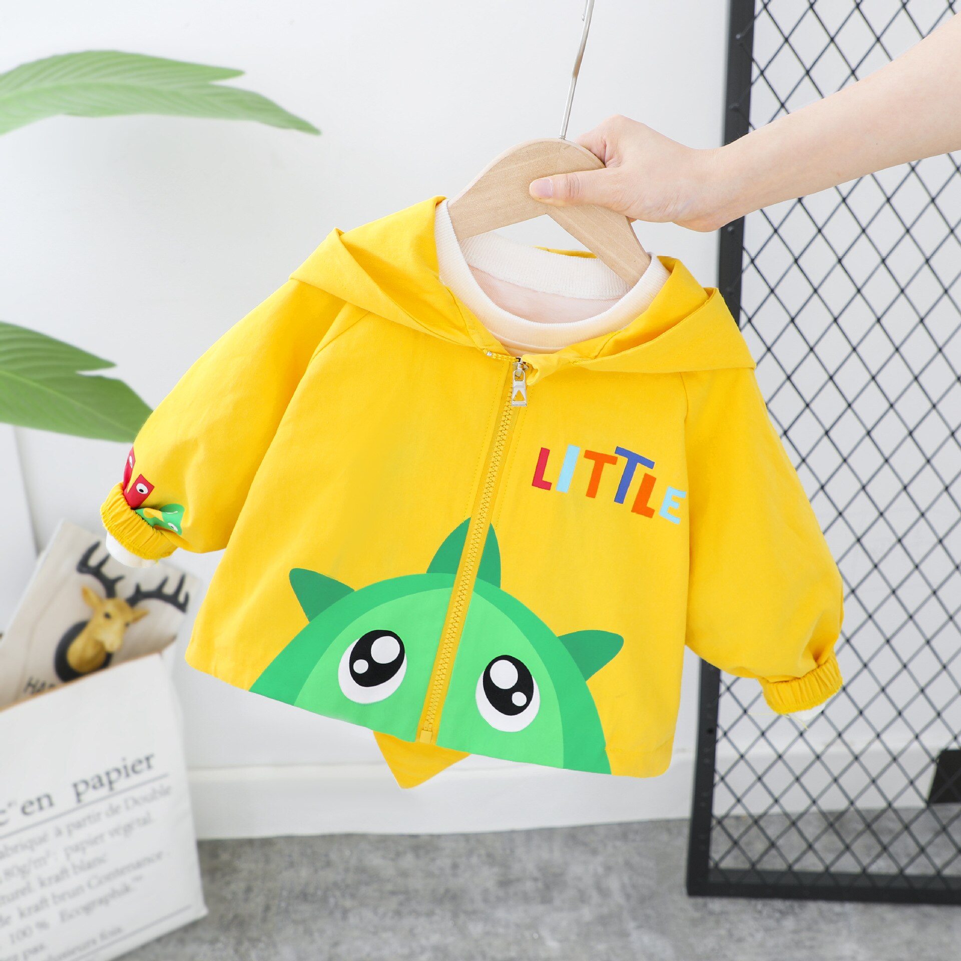 Automne bébé garçons à manches longues dessin animé à capuche vestes à glissière Cardigans enfants enfants manteaux infantile filles vêtements d'extérieur décontractés casaco: YELLOW / 24M