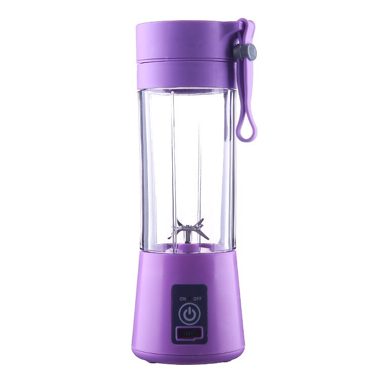 Elektrisk usb bærbar juicer genopladelig smoothie blender maskine mixer mini juice kop maker hurtig blendere foodprocessor: Lilla / 4 knive