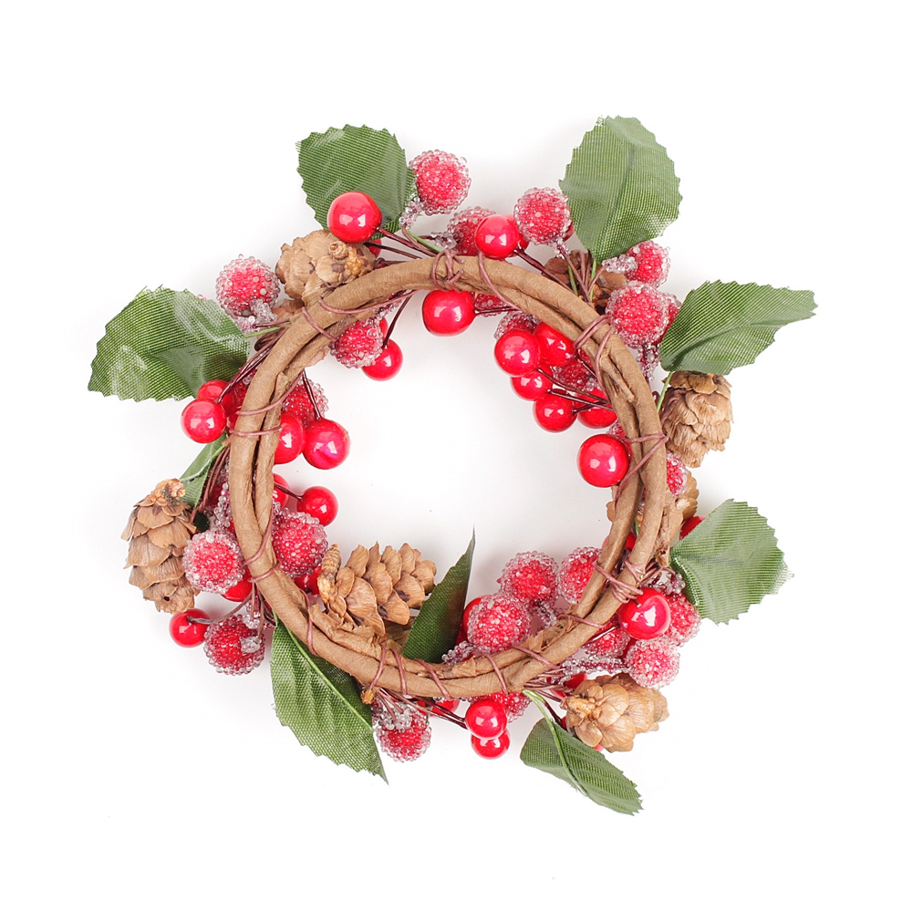 1 stk kunstig blomst bær armbånd julebær krans naturlig fyrrekogle bryllup hjemmedekoration gør-det-selv-blomst vægboks
