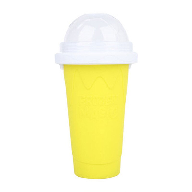 Quick-Frozen Smoothies Ice Cream Maker Cup DIY Squeeze Slushy Fruit Juice Milkshake Fast Cooling Silicone Bottle with Straw: Yellow
