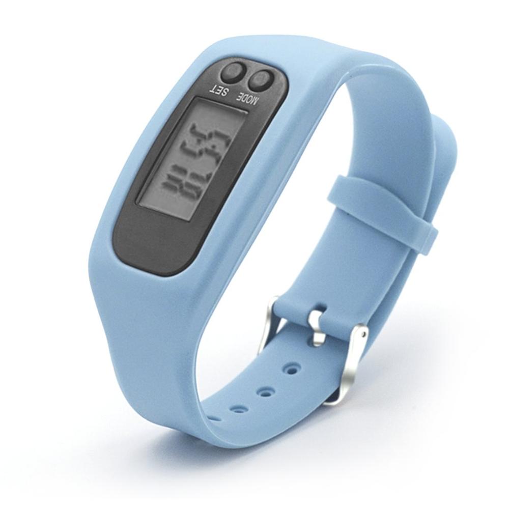 LCD Smart Horloge Armband Stappenteller Sport Monitor Running Sporten Stappenteller Fitness Siliconen Polsbandje: Blue