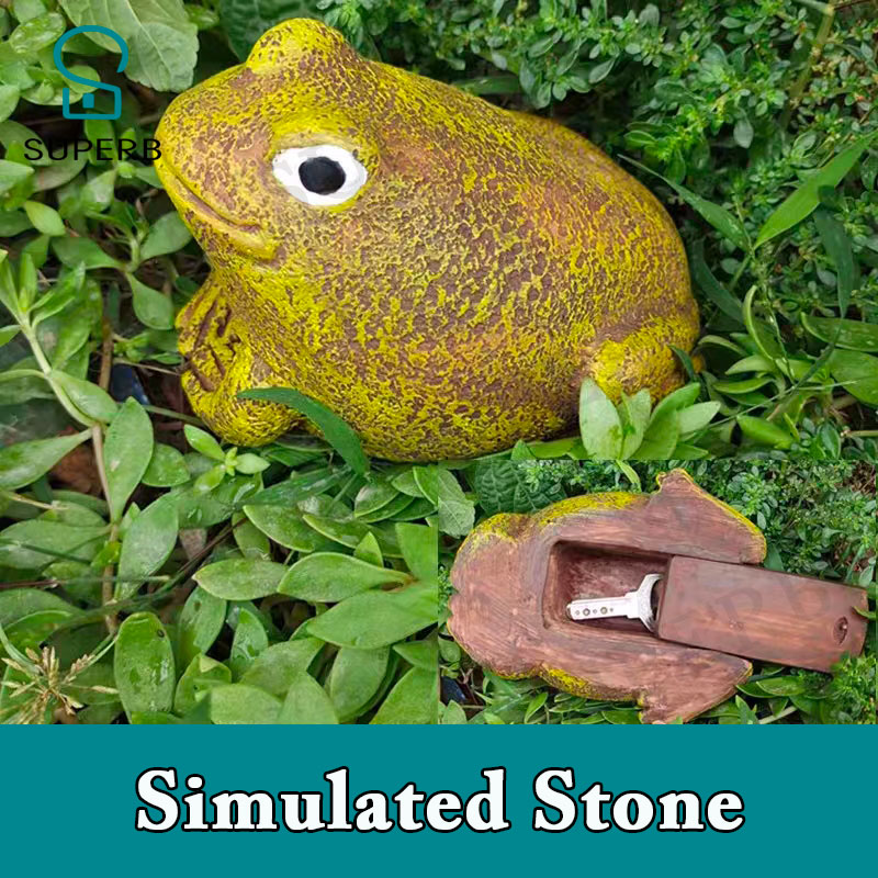 Superb escape room props simulated stone snail frog to hide object Key Box Outdoor Garden Secret Key Hidden Storage Box jxkj1987: GRAY
