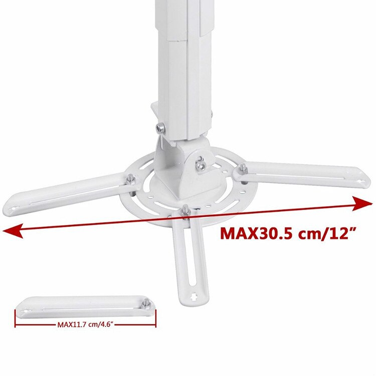 Universal Projector Ceiling Mount Bracket White Fits both flat Vaulted ceiling Height Adjustable Projector hanging bracket PR05