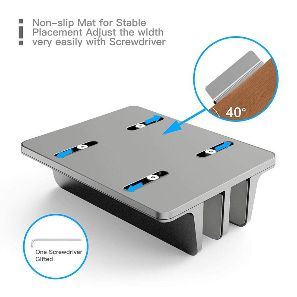 Durable Vertical Laptop Stand For Macbook Air Pro Desktop Double Desktop Stand Holder With Adjustable Dock