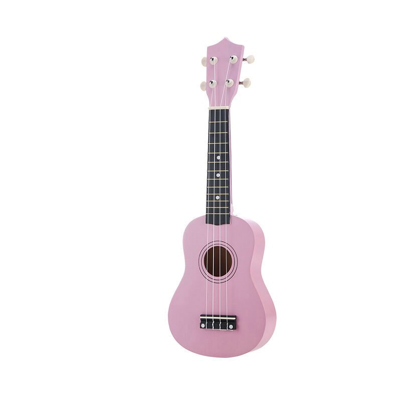 Ukelele de madera para principiantes, 21 pulgadas, con cuerdas de selección, Kit de iniciación para niños, instrumentos musicales, ukelele educativo de tilo: pink