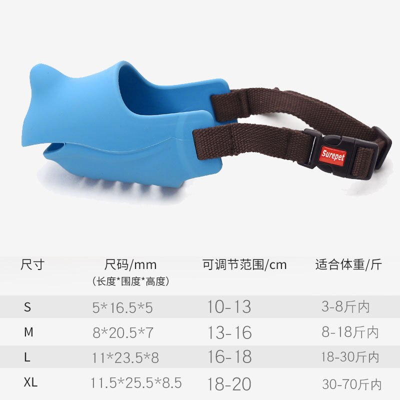Muilkorf hond zachte siliconen mondkap voor kleine grote hondenmuilkorf anti-blaf bijt kauw hondenmasker kooi adem vrij huisdier hond benodigdheden: Blauw / L 9-15kg