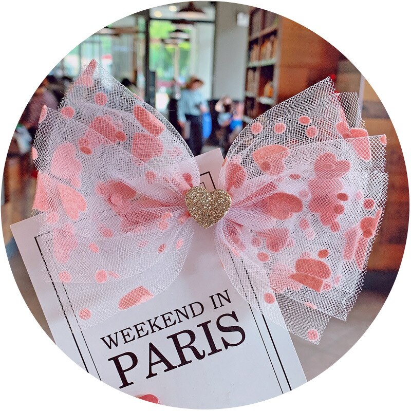 Bébé filles fleurs de cerisier pince à cheveux amour rubans colorés rose point épingles à cheveux pinces à cheveux épingles grand nœud nœud enfants chapeaux Barrettes