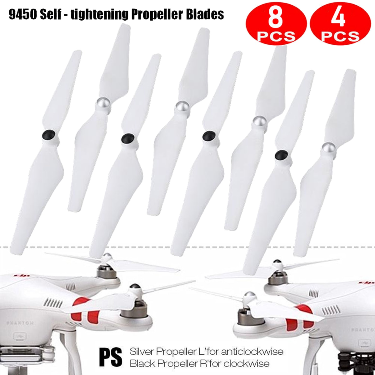 8 Pcs Propellers For DJI Phantom 3 and 2 Drone 3A 3P 3S Self-Tightening Spare