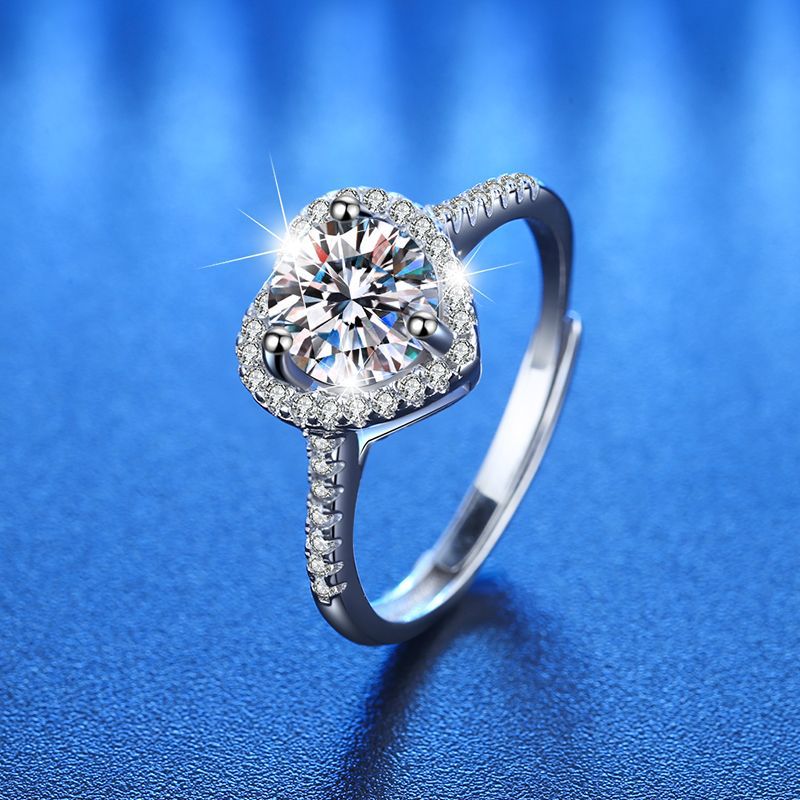 Smyoue D Kleur 1 Carat Moissanite Met Gra Gecertificeerd Solitaire Ring Voor Vrouwen 925 Sterling Silver Love Heart Engagement Sieraden: ai xin GRA
