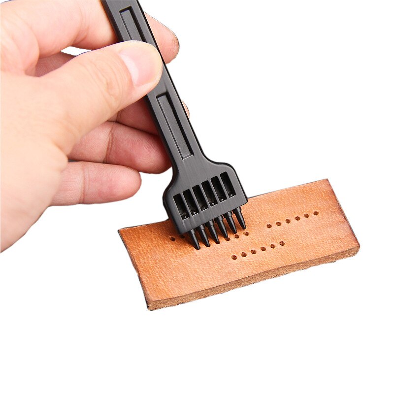 Troqueladora de agujeros redondos, cortador con de costura, herramienta para hacer agujeros de costura a mano, herramientas artesanales de cuero, espaciado, corte, 4/5/6mm, 2/4/6 agujeros
