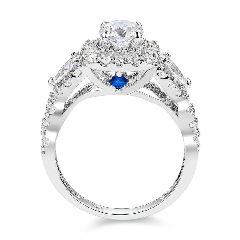 Newshe 2 sztuk pierścionek zaręczynowy ślub zestaw pierścieni dla kobiet 925 Sterling Silver 2.4Ct okrągły gruszka biały Cz rozmiar 4-13