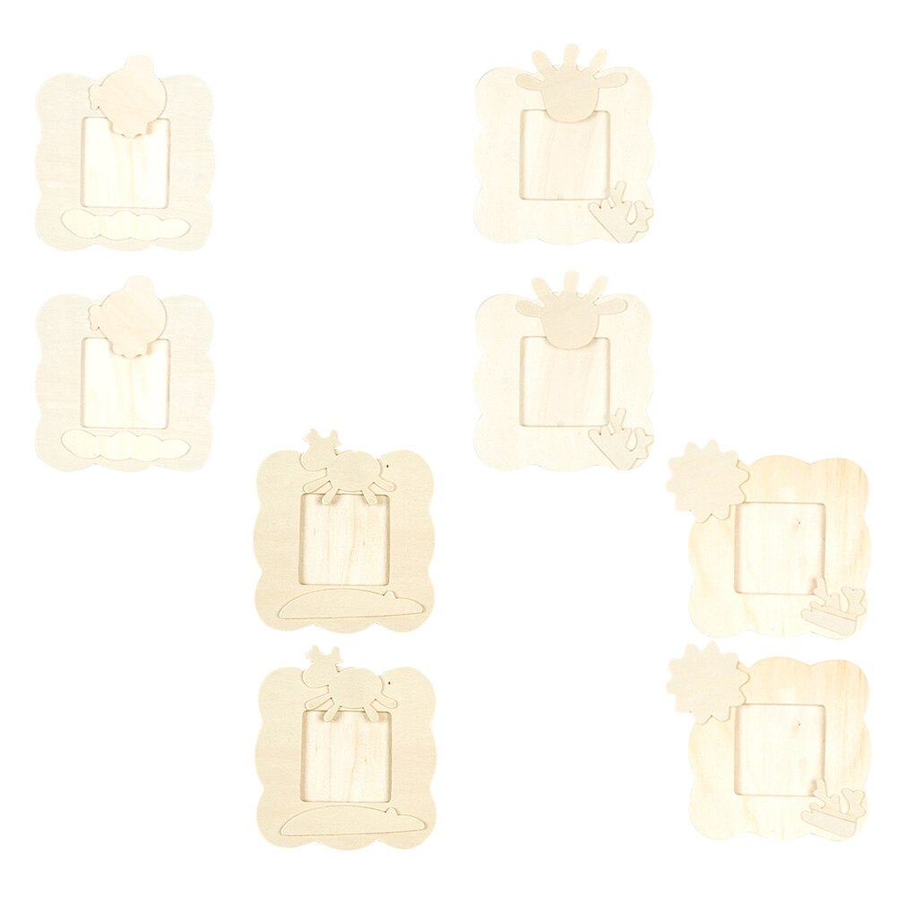 8pcs Child DIY Wooden Photo Frame DIY Graffiti Picture Display Frame Kid: Default Title