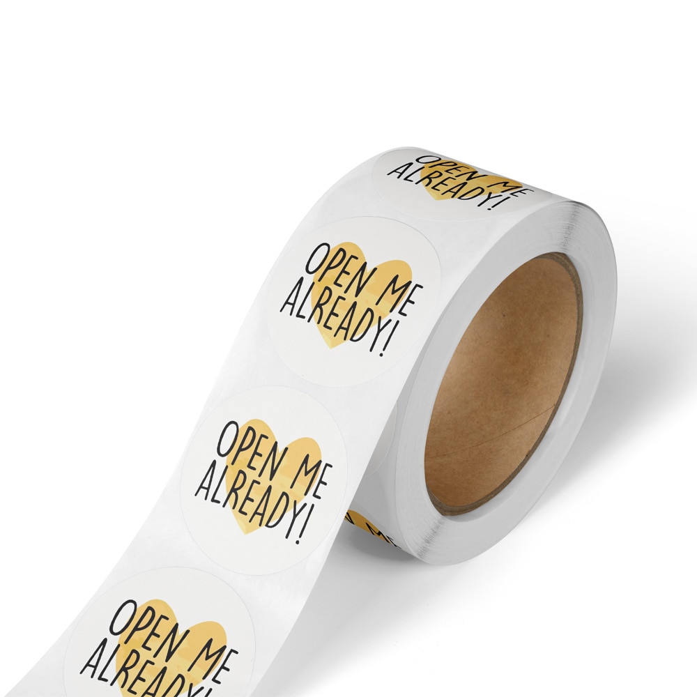 500Pcs/Roll Open Me Already Stickers Round Labels Thanks Your Order Package Decoration Envelope Sealing Stationery Sticker