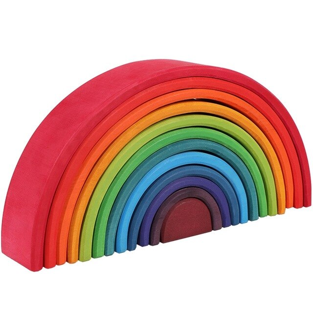Baby Wooden Rainbow Blocks Toy Buliding Balance Game Stacker Montessori Educational Toys Wooden Gym Play Large Size Rainbow Toys: Pine Rainbow
