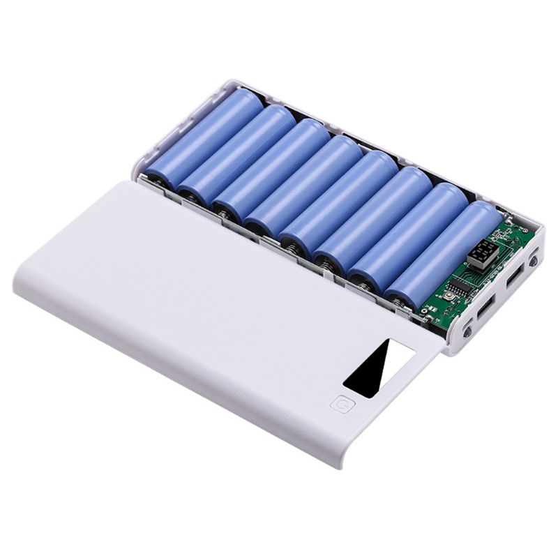 Aparelhos eletrônicos, 8x18650 baterias, banco de energia, caixa de suporte, carregador usb duplo, luz led n0hc