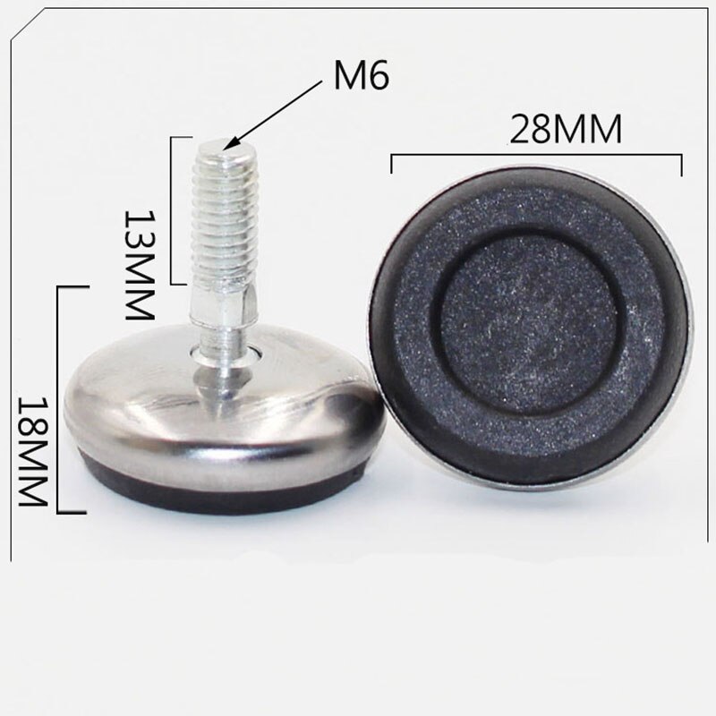 20/8pcs Furniture Legs Feet Protectors Stainless Steel Table Carbinet Legs Feet Hardware Accessories Black M6 Thread: 20pcs / M6x28x13x18mm