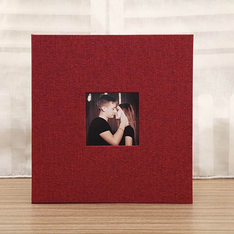 Diy linnen fotoalbum plakfolie handgemaakt plakboek zelfklevend trouwalbum geheugenfoto-opslag minnaar s 20 pagina's: Rood