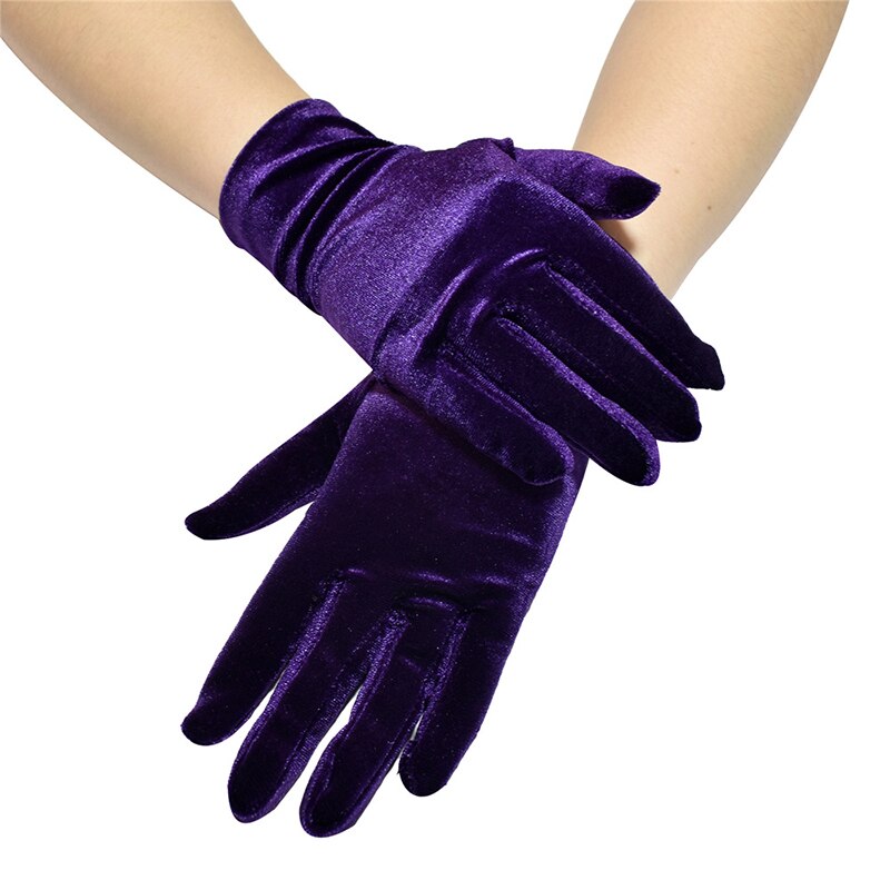 Guantes de terciopelo dorados para mujer y niña, guante cálido para dedos, coloridos, más estilos, accesorios de ropa: Morado