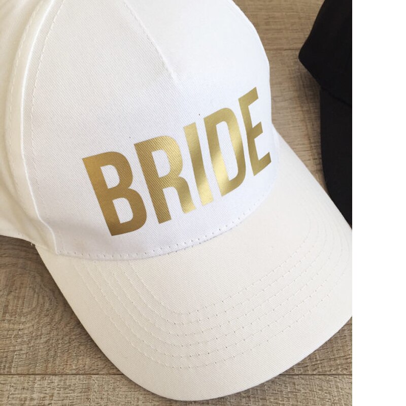 BRAUT Kader Baseball Kappen Goldene drucken Neue Stil Hüte Frauen Hochzeit Preparewear Weiß Schwarz Junggeselle Party Sommer Liebhaber Hüte