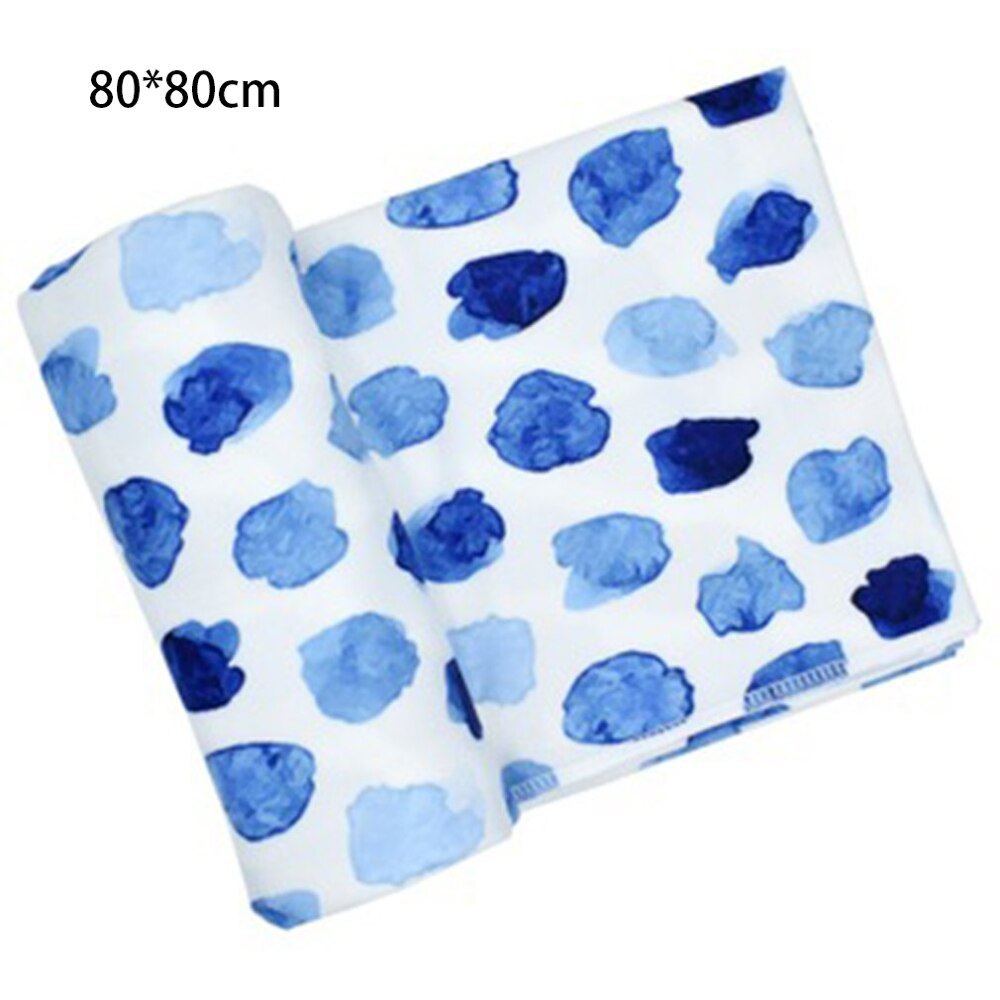 Gloednieuwe Peuter Aquarel Afdrukken Donzig Bloemen Dot Baby Deken Inbakeren Slaapzak Wrap Multifunctionele Wrap Doek: Blue dots80cm