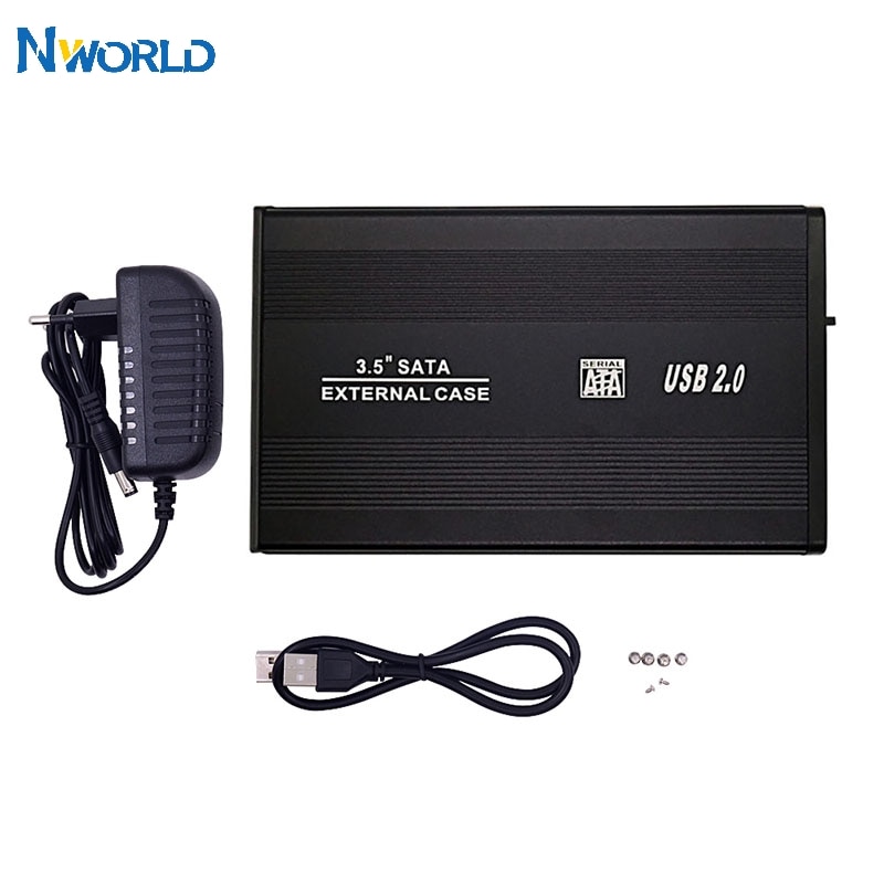 Nworld 3.5 &quot;USB 2.0 SATA 3.0 HDD Case Box 480Mbps custodia esterna per custodia rigida da 3.5 pollici scatola HDD spina ue