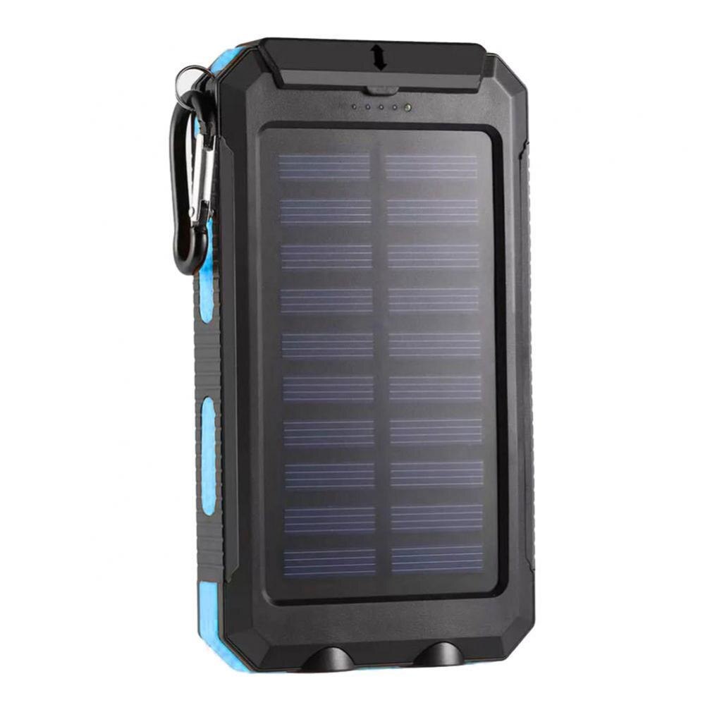 1.5W 5V 2.1A 1A Waterproof LED Light Dual USB DIY Solar Power Bank Case Kits Battery Charger External Box Flashlight Plastic: Blue