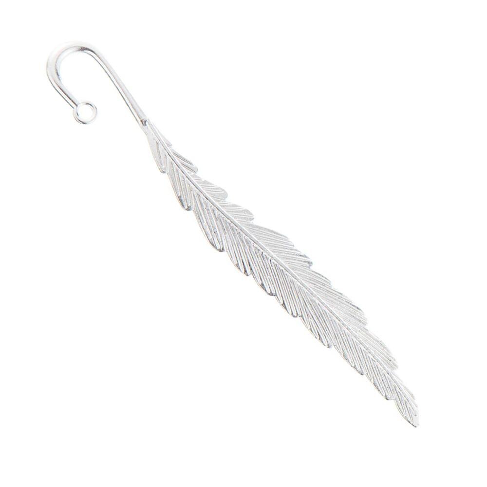 Marcapáginas de plumas de Metal Vintage, de aleación, con forma de pluma, Marcadores de libro VDX99 10 Uds.: Silver