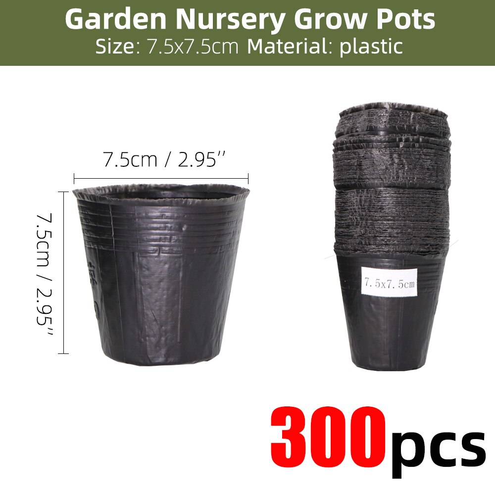 20-300PCS 15 Sizes of Plastic Grow Nursery Pot Home Garden Planting Bags for Vegetable Flowers Plant Container Starting Box: C-300PCS