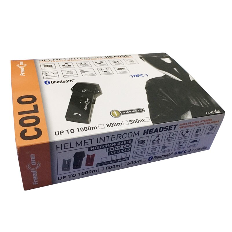 FreedConn-casco de motocicleta con Bluetooth, intercomunicador, NFC, radio FM, auricular Extra suave, COLO, , 1000M