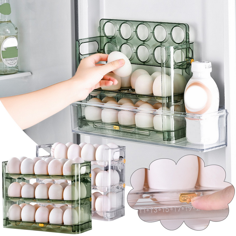 30 Roosters Ei Opbergdoos Koelkast Omkeerbare Kartonnen Huis Keuken Lade Multi-Layer Rack Organizer Timing Houder Container Bak