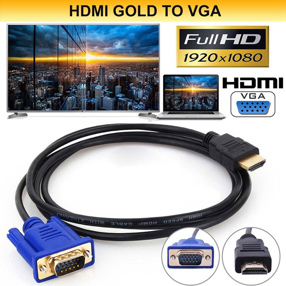 1.8m HDMI-compatible to 15Pin VGA Cable 1080P Video Adapter Male to Male Cord for HDTV Projector Display