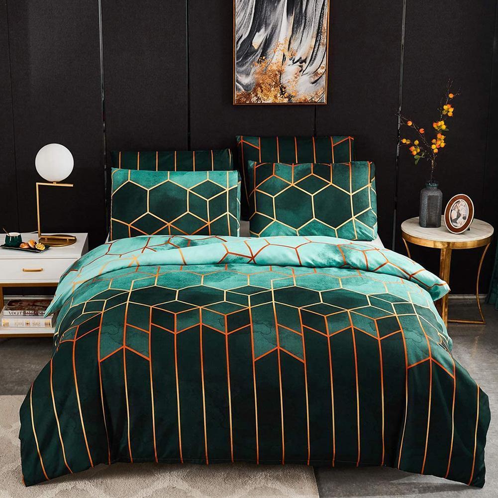 Geometrische Plaid Dekbedovertrek Nordic King Size Beddengoed Kits Dubbele Koningin Dekbedovertrekken Kussensloop Zonder Laken 220*240Cm