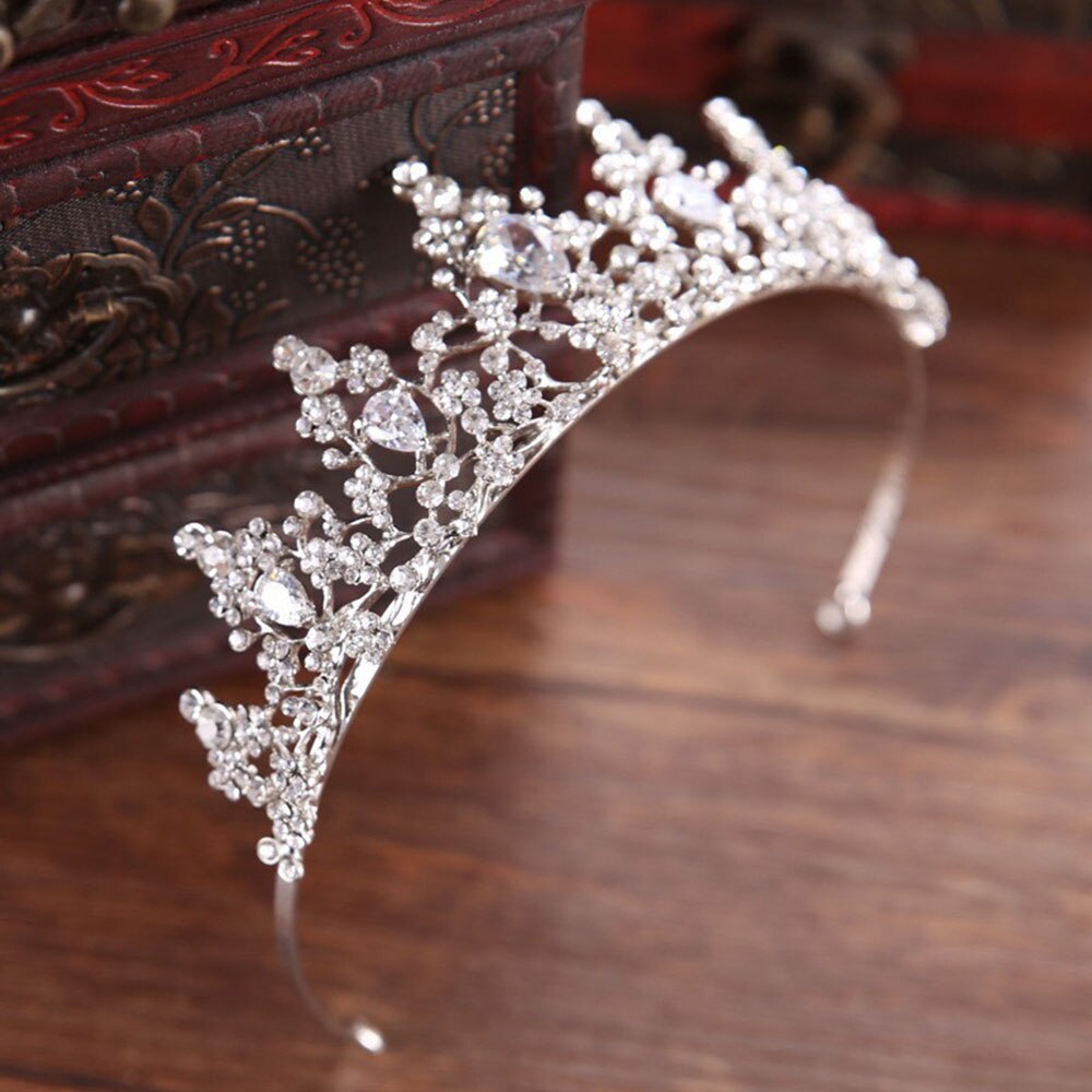 Vintage hovedbeklædning grøn/rød rose crystal krone hårbånd tiara brude fest smykker bryllup hår tilbehør: 4