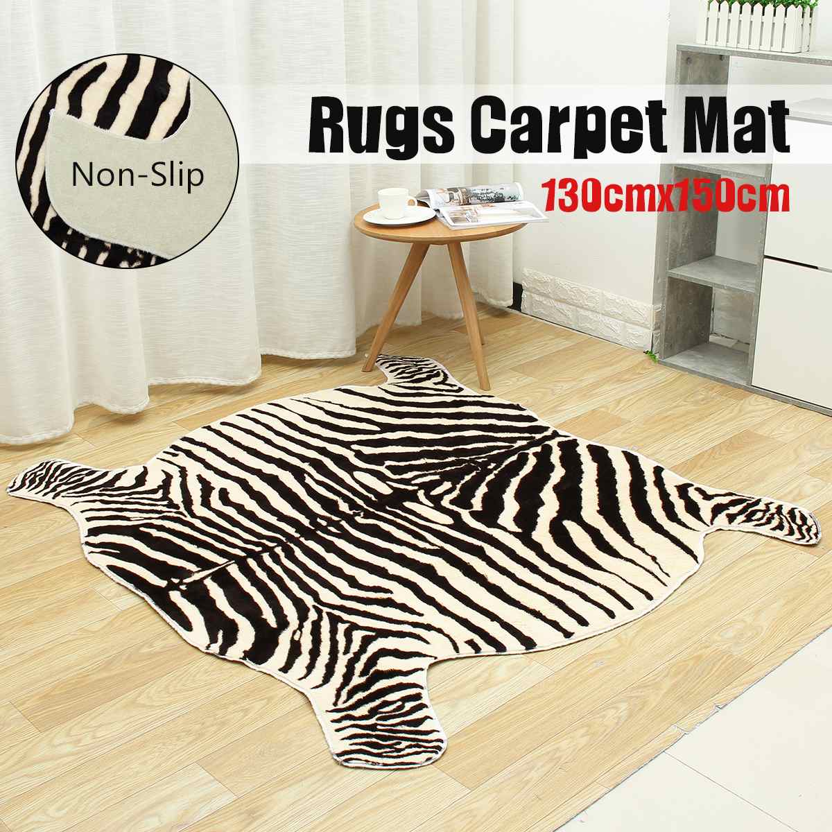 130 x 150cm tepper i mykt zebra -trykk, dyreprint teppe, antisklittmatte, teppeteppe for stue, fliser, stue, kontor
