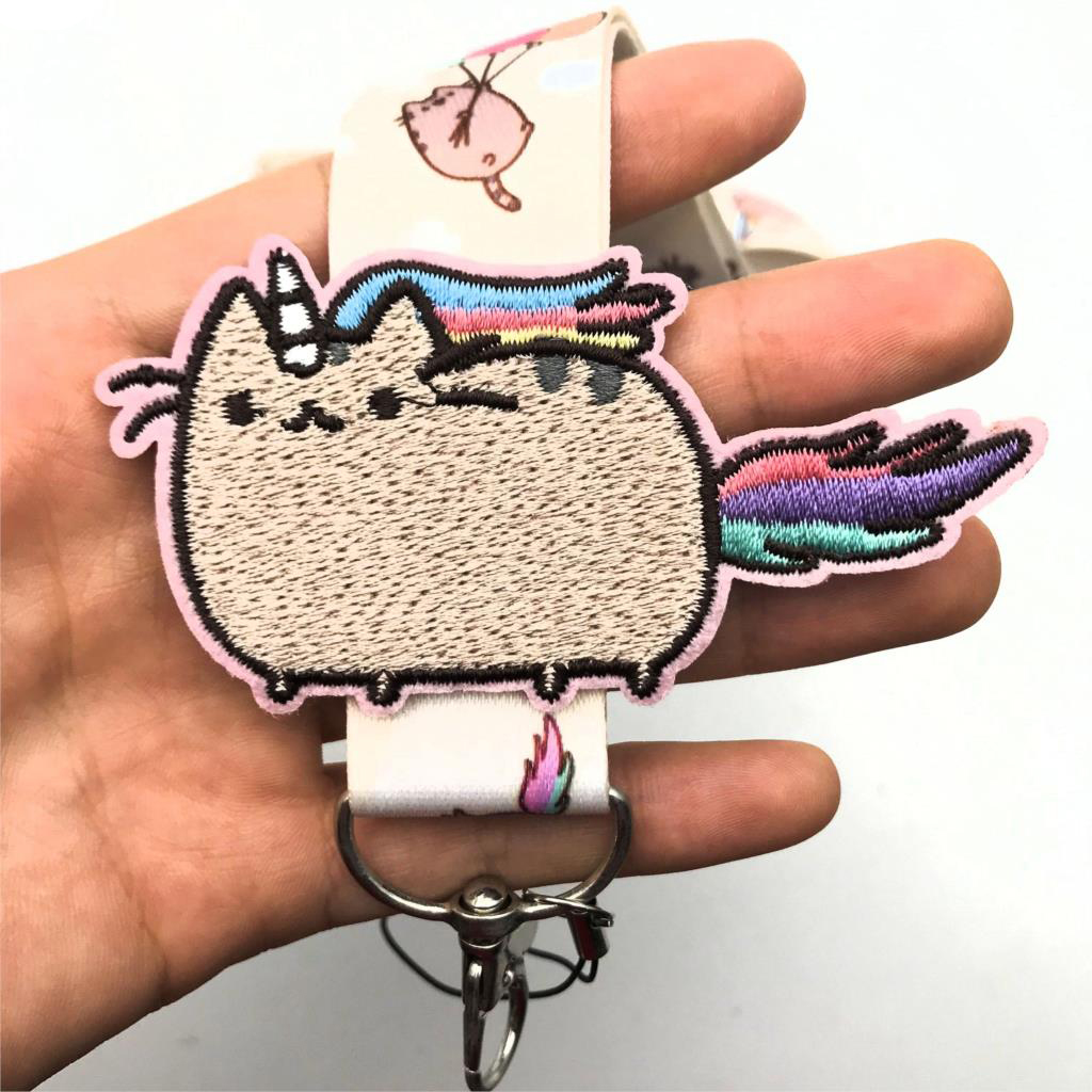 ER1452 Kawaii Kat Lanyard Met Doek Sticker Schilderij Kunst Sleutelhanger Lanyard Neck Strap Voor Telefoon Keys Id Card lanyards