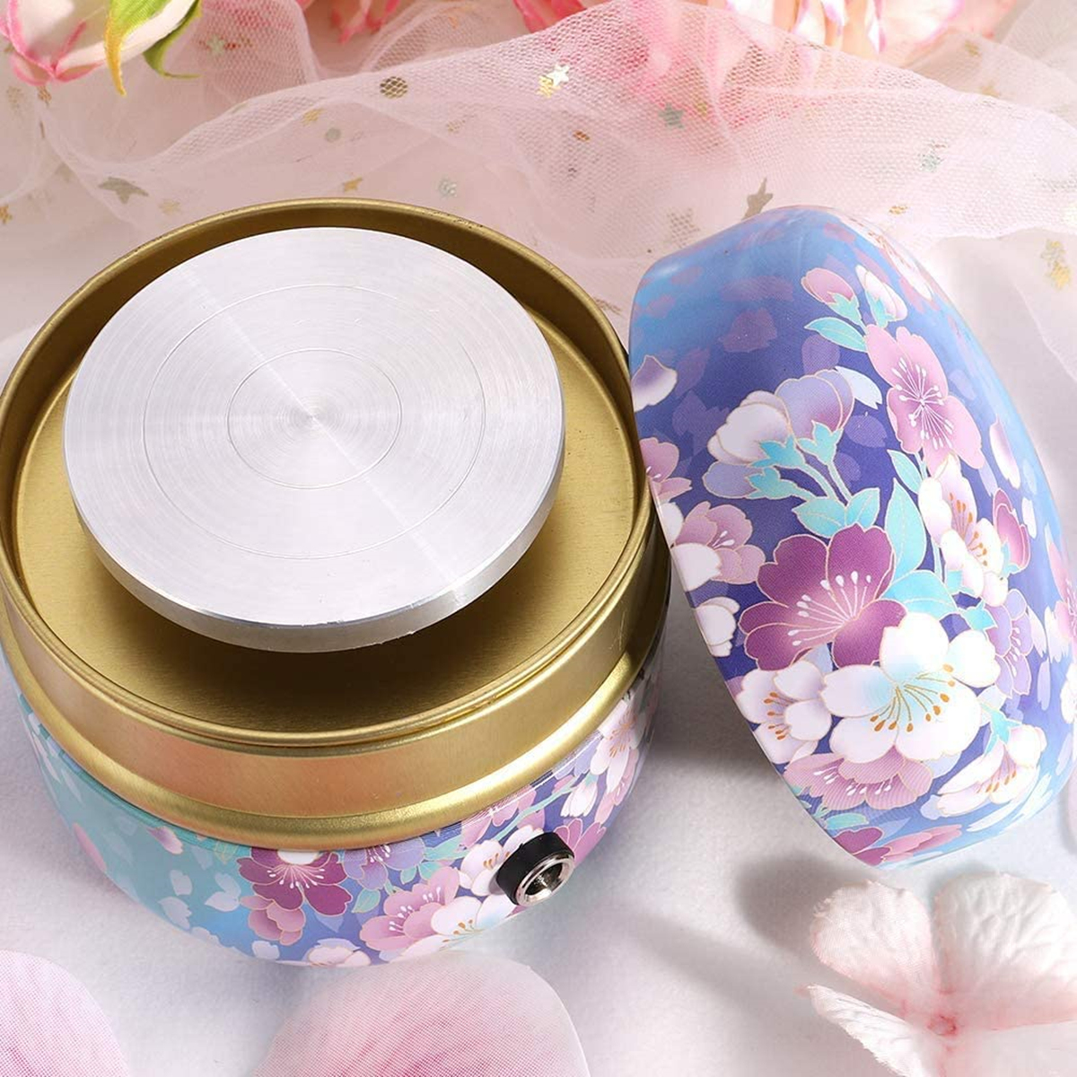 Mini Electric Pottery Wheel with Tray+Sculpting Kit, Pottery Forming Machine for Ceramic Clay Tools Art Crafts Pottery Turntable