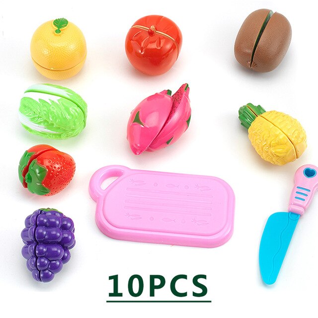 10 PCS Pretend Play Plastic Voedsel Speelgoed Snijden Fruit Groente Voedsel Pretend Play Kinderen Voor Kinderen: Clear