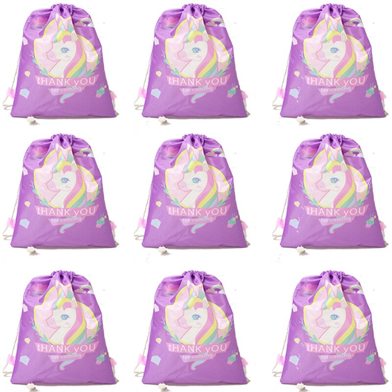 Unicorn Drawstring Pocket Rope-pulling Backpack Girls Cute Bag Polyester Fabric Dancing Horse Bags Pink