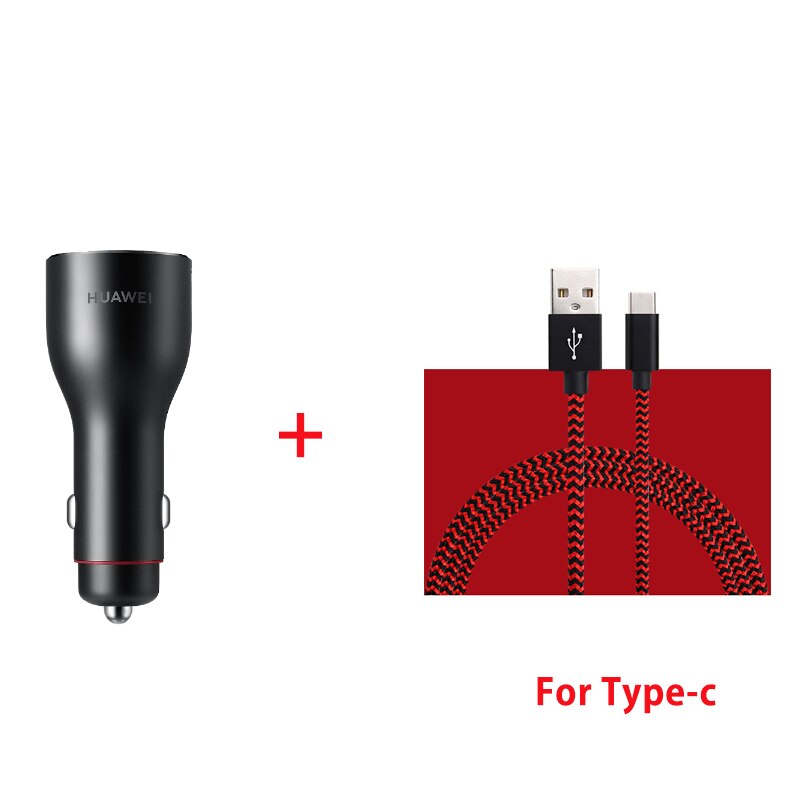 CP37 36g 5A Cabo Original HUAWEI 40W 2 SuperCharge Car Charger USB 10V4A 40W 5V4A 20W 9V2A 18W 5V2A 10W: black add Type C