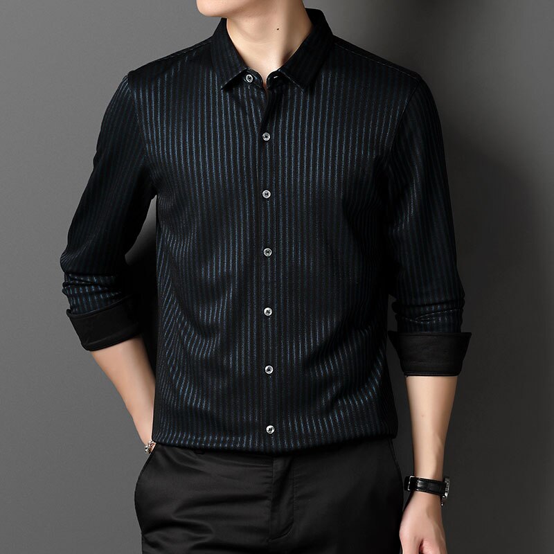 Herre silkeskjorte langærmede business-festkjoleskjorter, str. s -3xl slim herre camisa