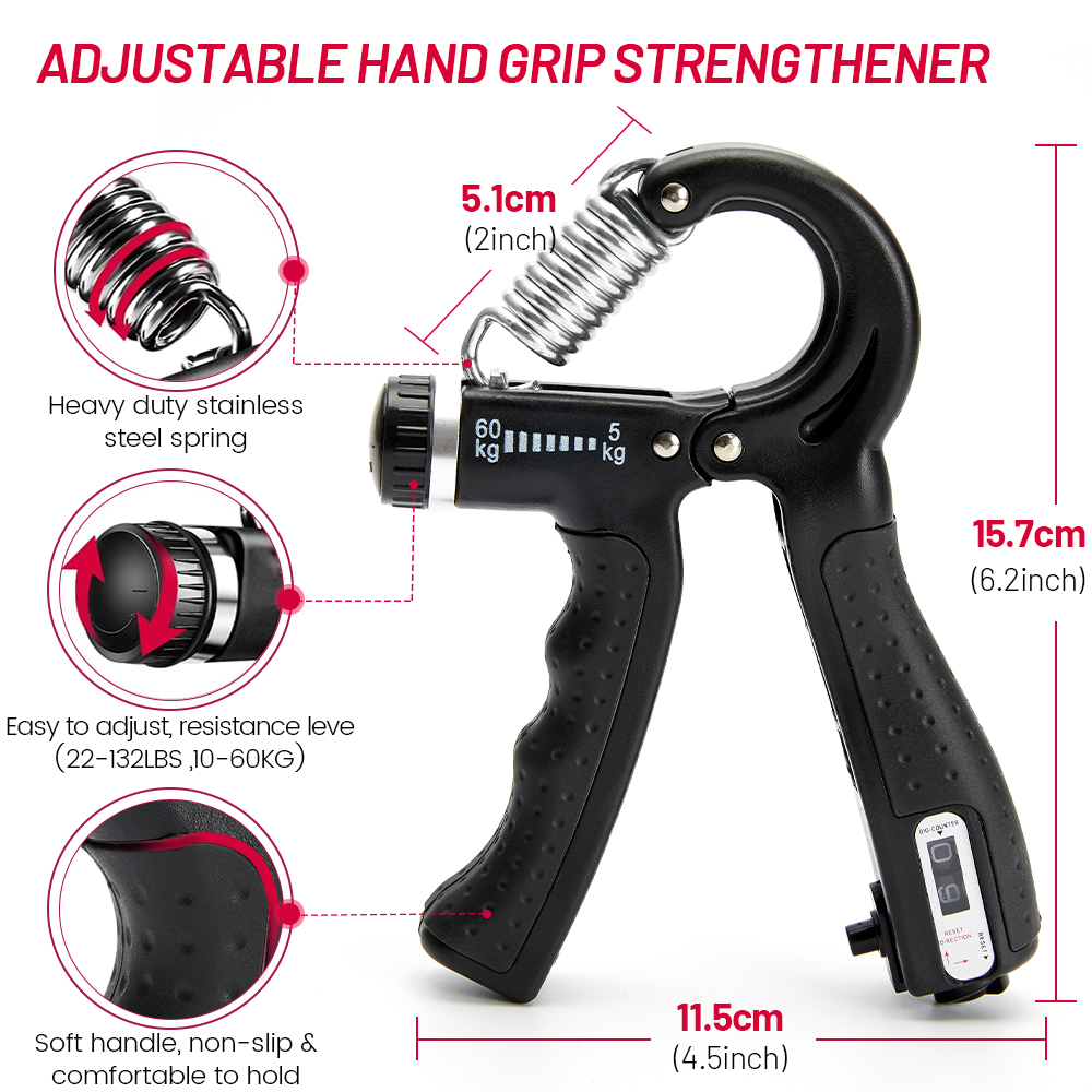 5-60Kg Einstellbare Schwere Hand Greifer Fitness Hand Trainer Griff Handgelenk Ausbildung Finger Greifer Hand Stärker Für Patienten