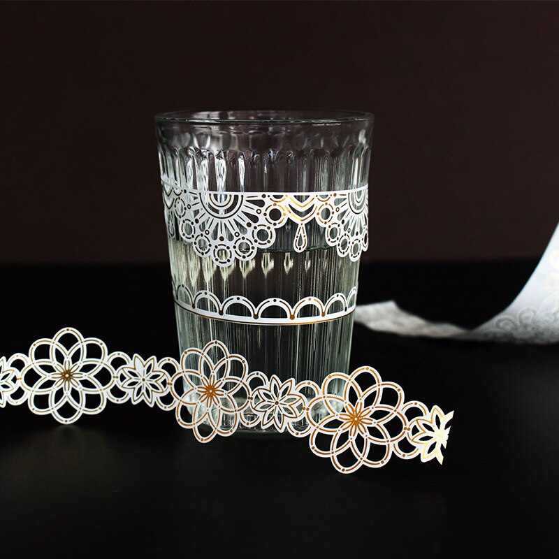 Kant Bloem Washi Tape Voor Diy Folie Decoratieve Kant Tape Voor Journaling Scrapbooking 3.5cmX 1 M/Roll