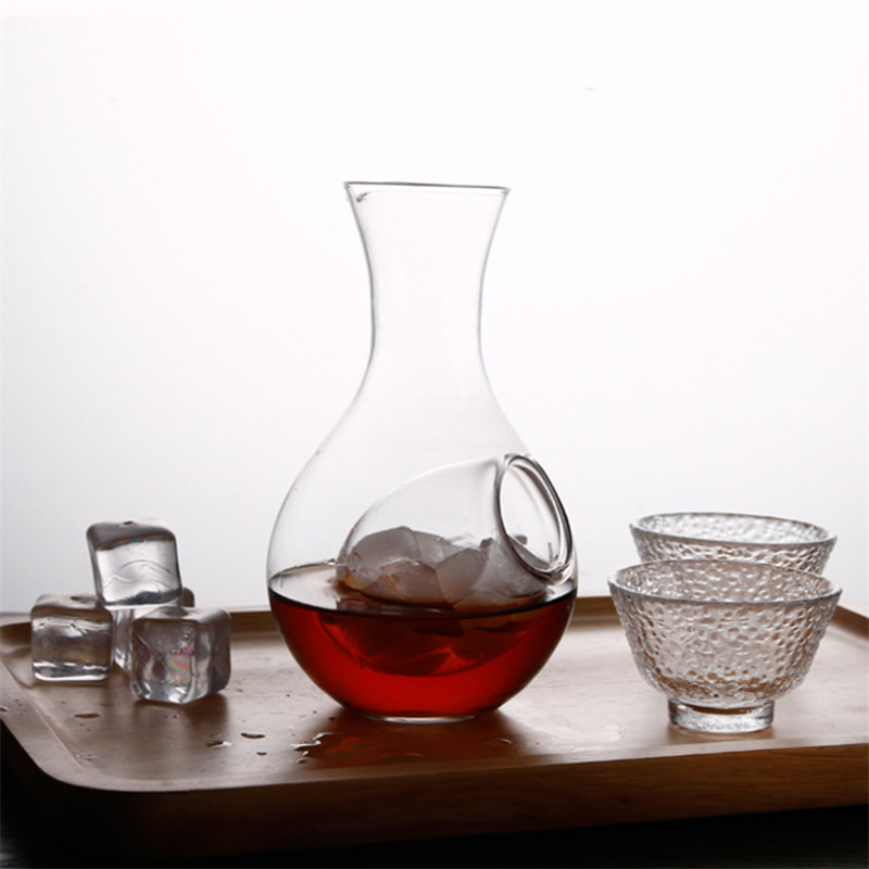 Creatieve Japanse Stijl Glas Wijn Fles Duim Gat Sake Ijs Kruik Unieke Wijn Decanter Bar Cocktail Champagne Koeling Gereedschap