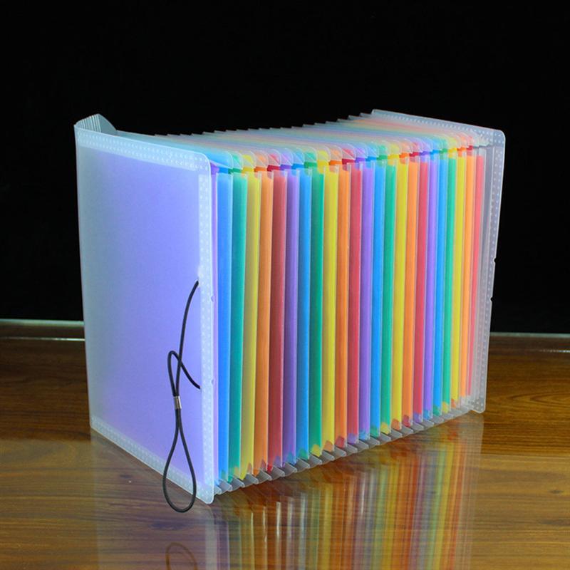 24 Pockets File Folder Rainbow Multi-Layer Folder A4 Letter Size File Organizer