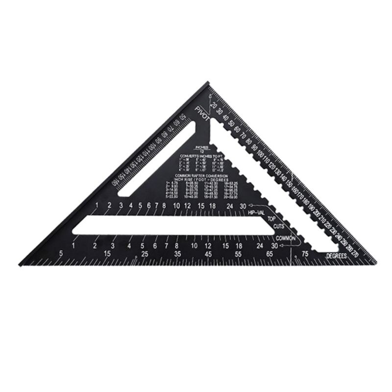 Triangle Ruler 7/12 inch Metric Aluminum Alloy Triangular Measuring Ruler Woodwork Speed Square Triangle Angle Protractor: 2