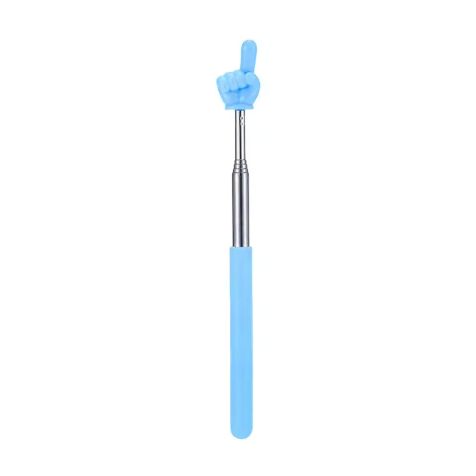 Palo de dedo de lectura telescópico, palo de comando de látigo, clic para leer, material didáctico, herramienta de aula para profesores, puntero, palo de dedo: Azul
