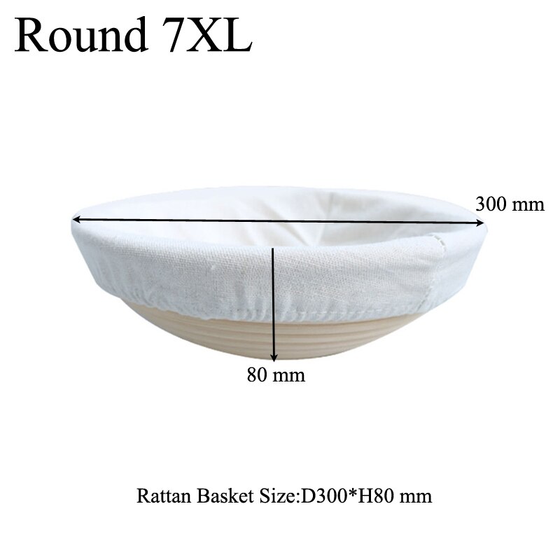 Meibum Brot GäSprosse Rattan Korb Runde Brotform Banneton Teig Proofing Körbe Leinen Liner Schaber Messer Backen Werkzeuge: runden 7XL