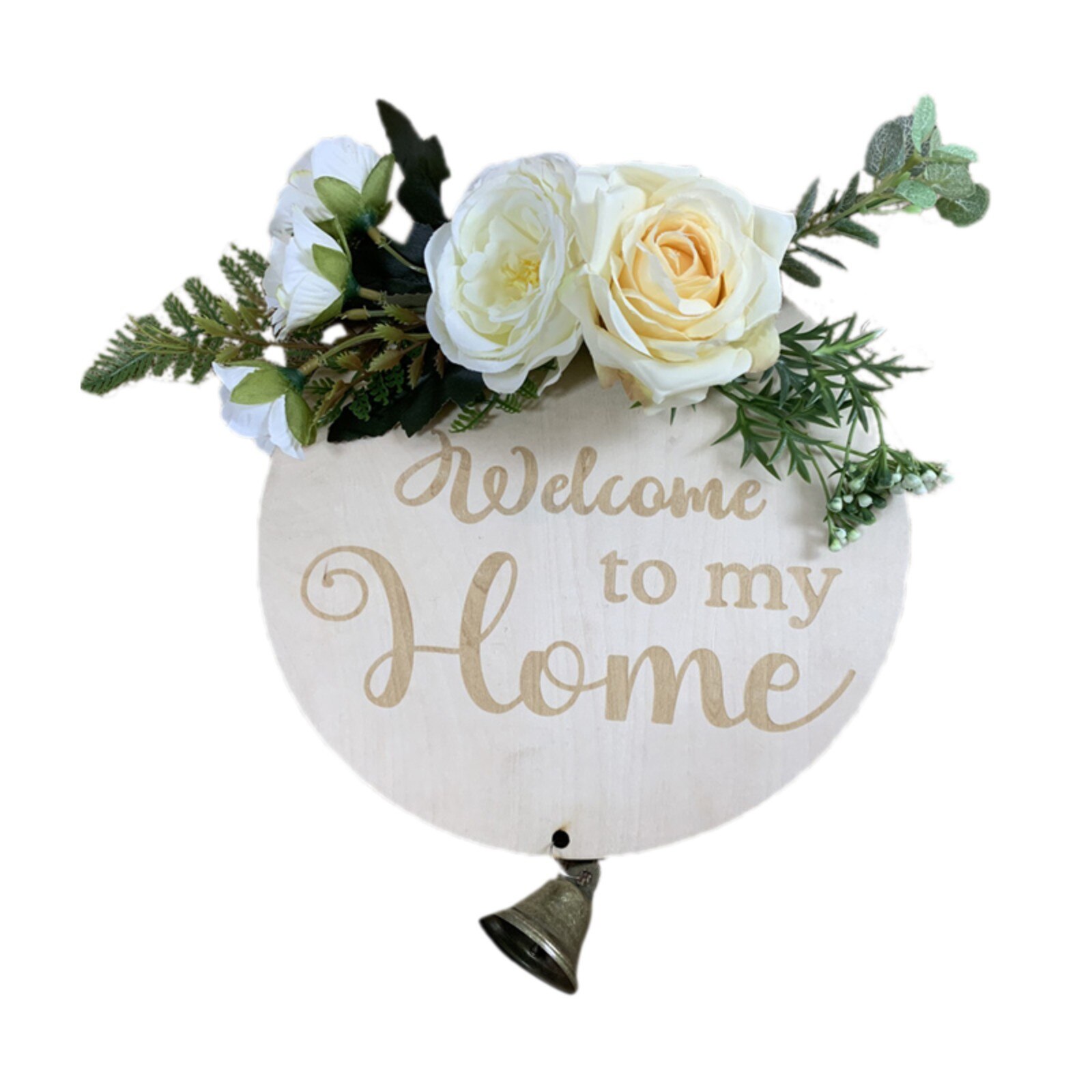 Garden Welcome Sign Wood Flower Wreath Spring Wedding Hanging Front Door Sign Welcome Wall Sign Home pendant Decoration: A
